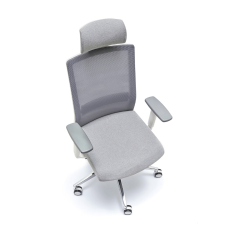Silla ergonómica NIZA con cabezal de Euromof en acabado blanco, uso recomendado 8 horas