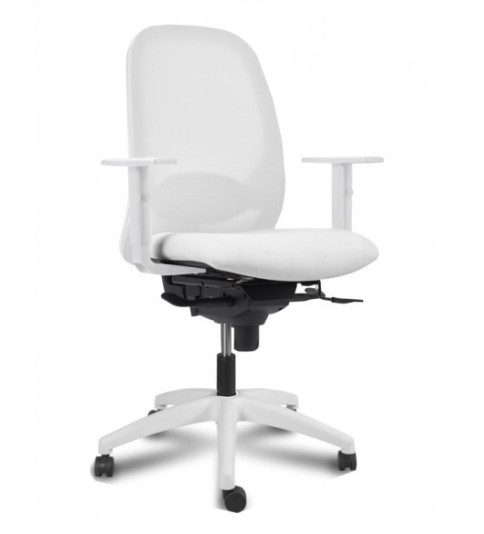 Silla ergonómica de oficina modelo SPINEZONE White, base blanca, brazos regulables