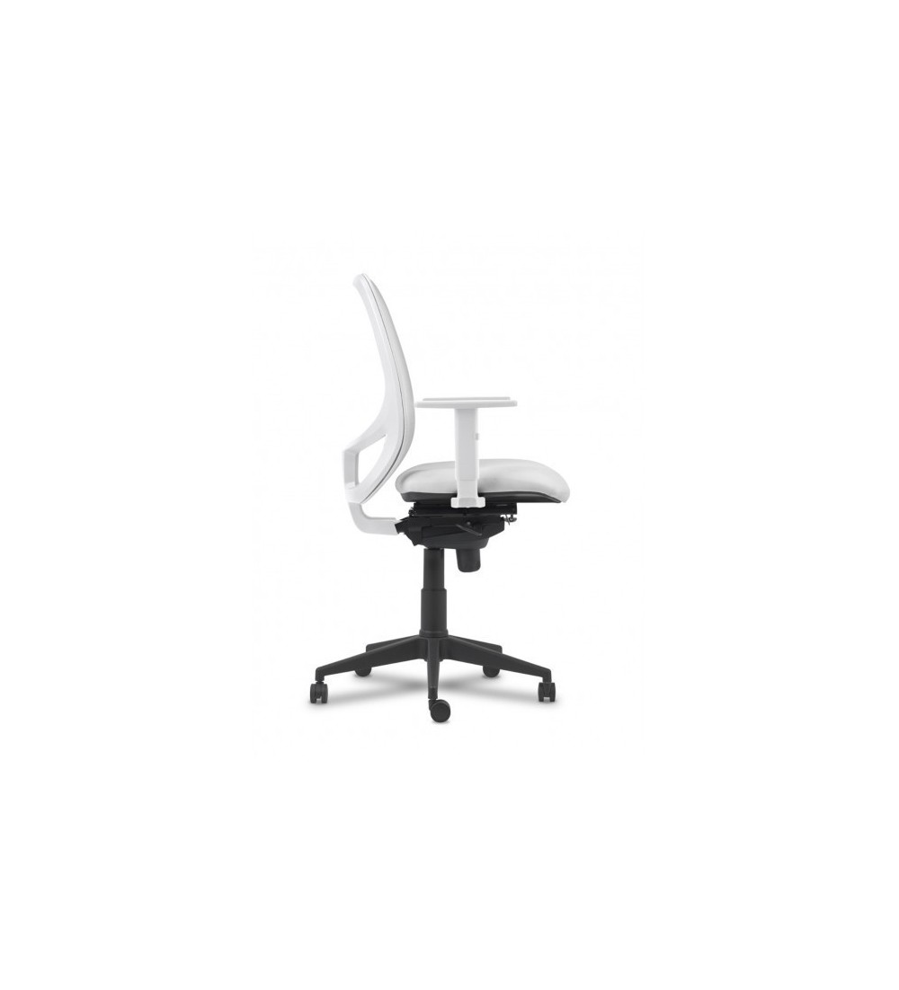 Silla ergonómica de oficina modelo SPINEZONE White, base negra, brazos regulables