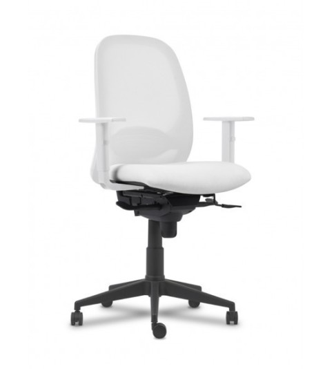 Silla ergonómica de oficina modelo SPINEZONE White, base negra, brazos regulables