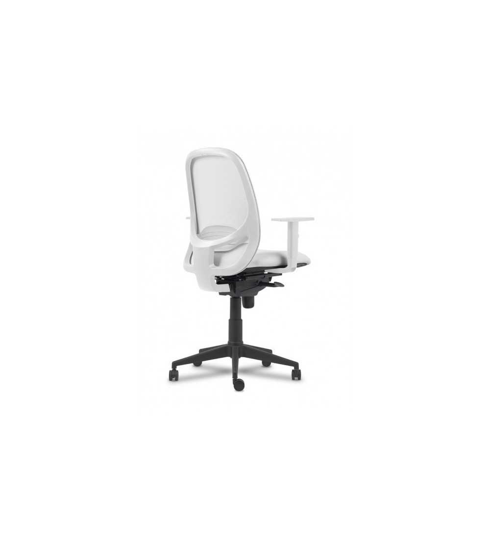 Silla ergonómica de oficina modelo SPINEZONE White, base negra, brazos regulables