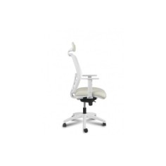 Silla ergonómica de oficina modelo COMFORTIC White, con cabezal, brazos regulables