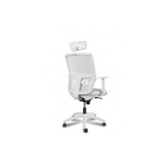 Silla ergonómica de oficina modelo COMFORTIC White, con cabezal, brazos regulables