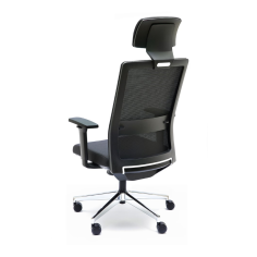 Silla ergonómica NIZA con cabezal de Euromof en acabado negro, uso recomendado 8 horas