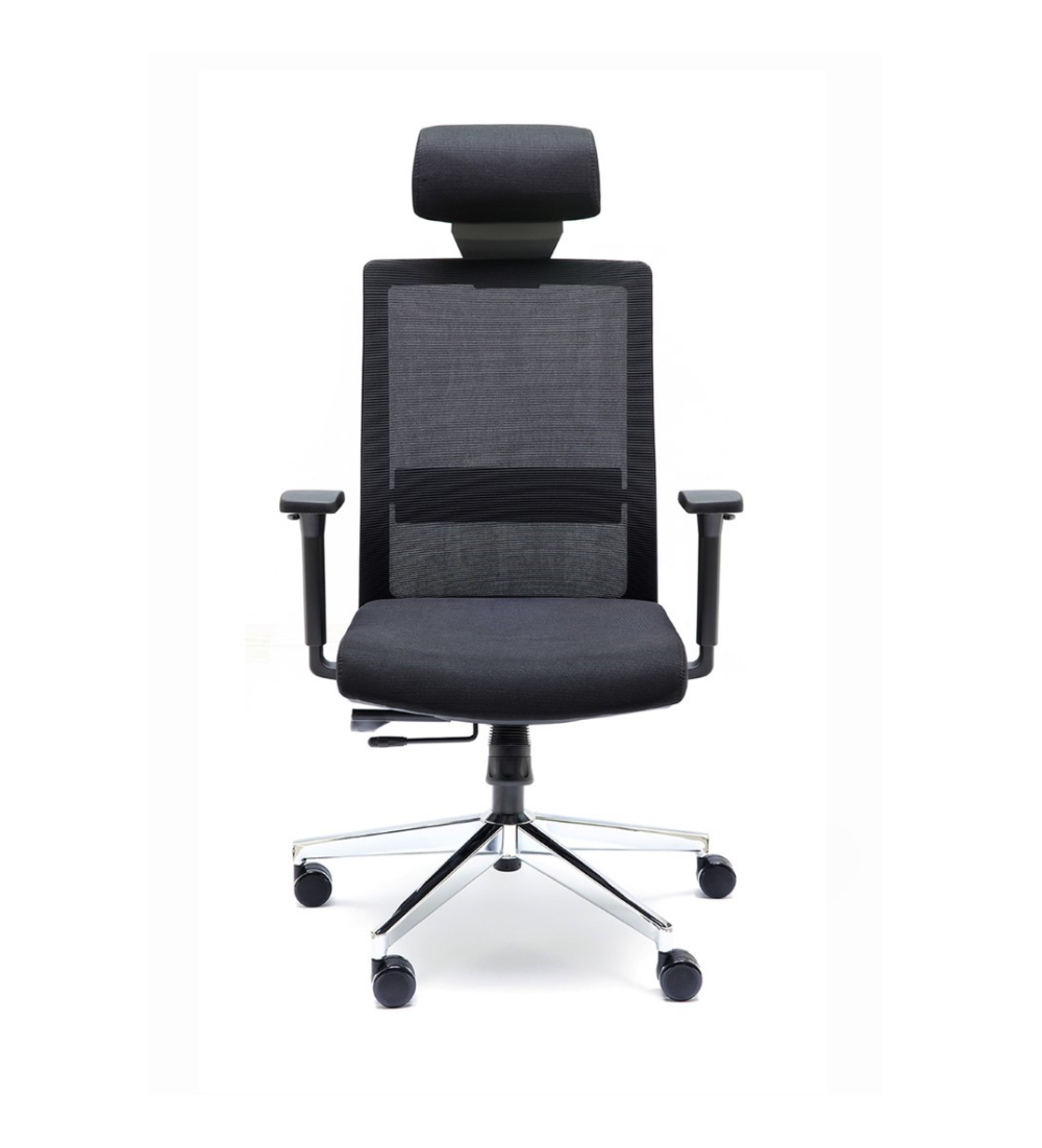 Silla ergonómica NIZA con cabezal de Euromof en acabado negro, uso recomendado 8 horas-1 Silla ergonómica NIZA con cabezal de Euromof en acabado negro, uso recomendado 8 horas-1