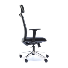 Silla ergonómica NIZA con cabezal de Euromof en acabado negro, uso recomendado 8 horas