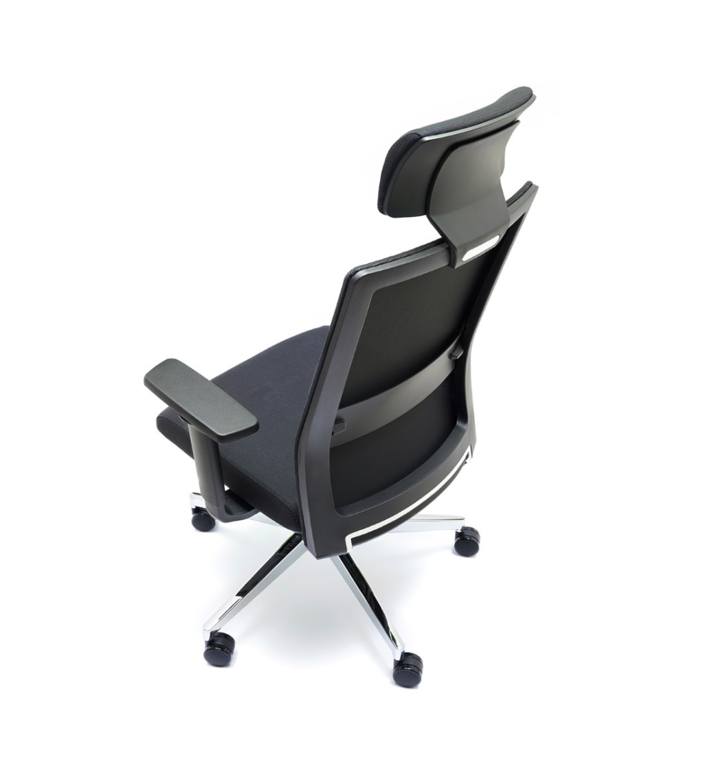 Silla ergonómica NIZA con cabezal de Euromof en acabado negro, uso recomendado 8 horas-3 Silla ergonómica NIZA con cabezal de Euromof en acabado negro, uso recomendado 8 horas-3