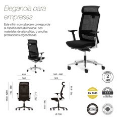 Silla ergonómica TORONTO de Euromof, uso recomendado 8 horas