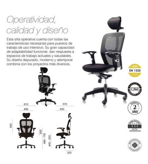 Silla ergonómica BOSTON de Euromof, uso recomendado 8 horas-0