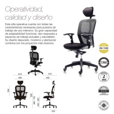 Silla ergonómica BOSTON de Euromof, uso recomendado 8 horas
