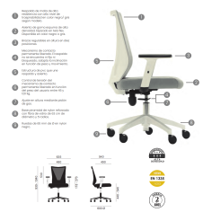 Silla de Oficina TIRANA de Euromof en acabado blanco