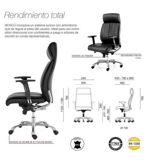 Sillón de dirección MOSCU de Euromof, en acabado ecopiel negro-0