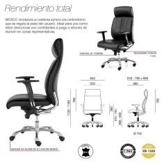Sillón de dirección MOSCU de Euromof, en acabado ecopiel negro