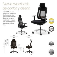 Silla ergonómica MONTREAL de Euromof, uso recomendado 8 horas