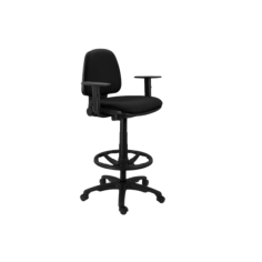 Taburete de oficina modelo TABURINO, giratorio con ruedas, brazos regulables, aro poliamida