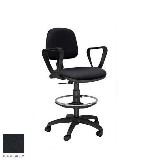 Taburete de oficina modelo FLEXISTOOL, con topes, aro negro, giratorio