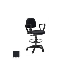 Taburete de oficina modelo STABILITE, giratorio con ruedas, brazos fijos, aro cromado