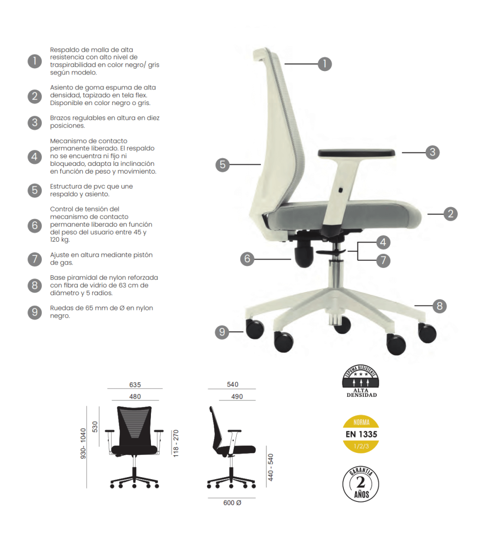 Silla de Oficina TIRANA de Euromof en acabado negro-0 Silla de Oficina TIRANA de Euromof en acabado negro-0