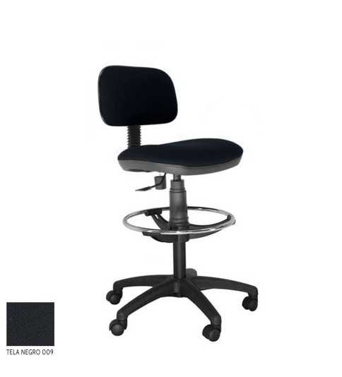 Taburete con respaldo modelo ELEVATO, giratorio, con topes, aro cromado