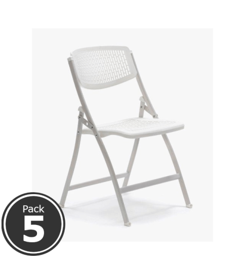 Lote 4 Sillas Plegables SEUL PALA, Ganchos Unión y Apilables, Acero y Plástico Negro