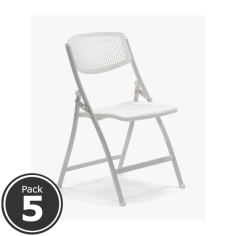 Lote 5 Sillas Plegables SEUL de Euromof, Ganchos Unión y Apilables, Acero y Plástico Blanco o Negro