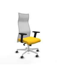 Silla Ergonómica Albacete sincro blanca brazos 2D base blanca