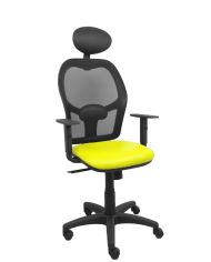 Silla Ergonómica Alocén negra asiento brazos regulables cabecero fijo