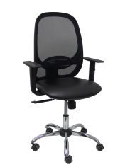 Silla Ergonómica Cilanco negra negra asiento brazo regulable base cromada