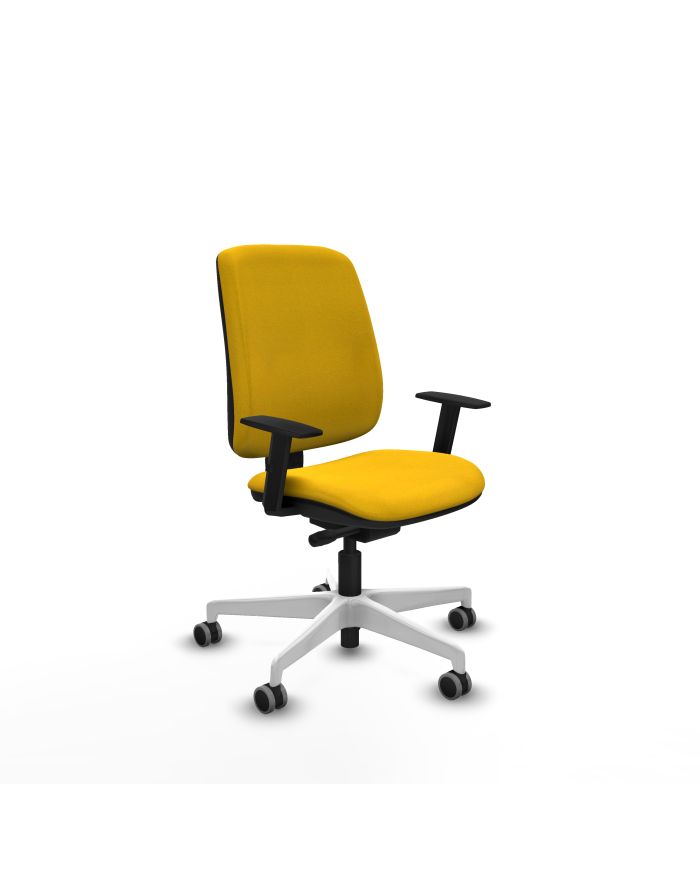 Silla Ergonómica Alares tapizada traslack bali brazos 1D base blanca