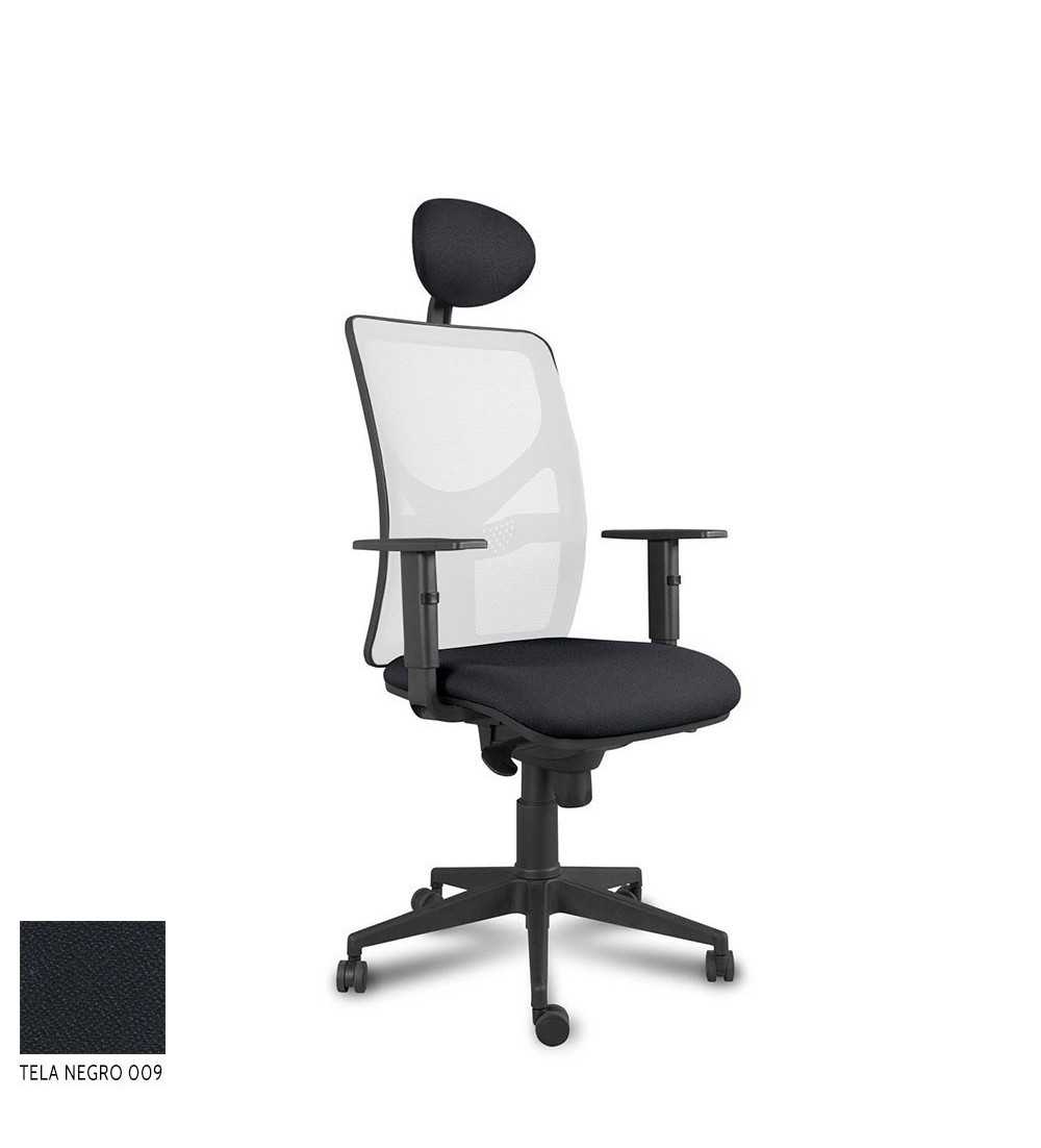 Silla ergonómica de oficina modelo LUMBARIS, con cabezal, brazos regulables