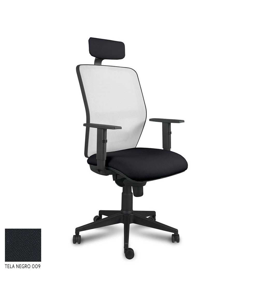 Silla ergonómica de oficina modelo COMFORTIC, con cabezal, brazos regulables