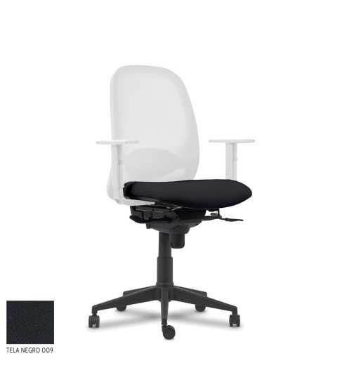 Silla ergonómica de oficina modelo SPINEZONE White, base blanca, brazos regulables