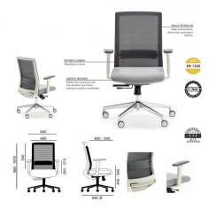 Silla ergonómica NIZA de Euromof en acabado blanco, uso recomendado 8 horas