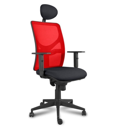 Silla ergonómica de oficina modelo LUMBARIS, con cabezal, brazos regulables