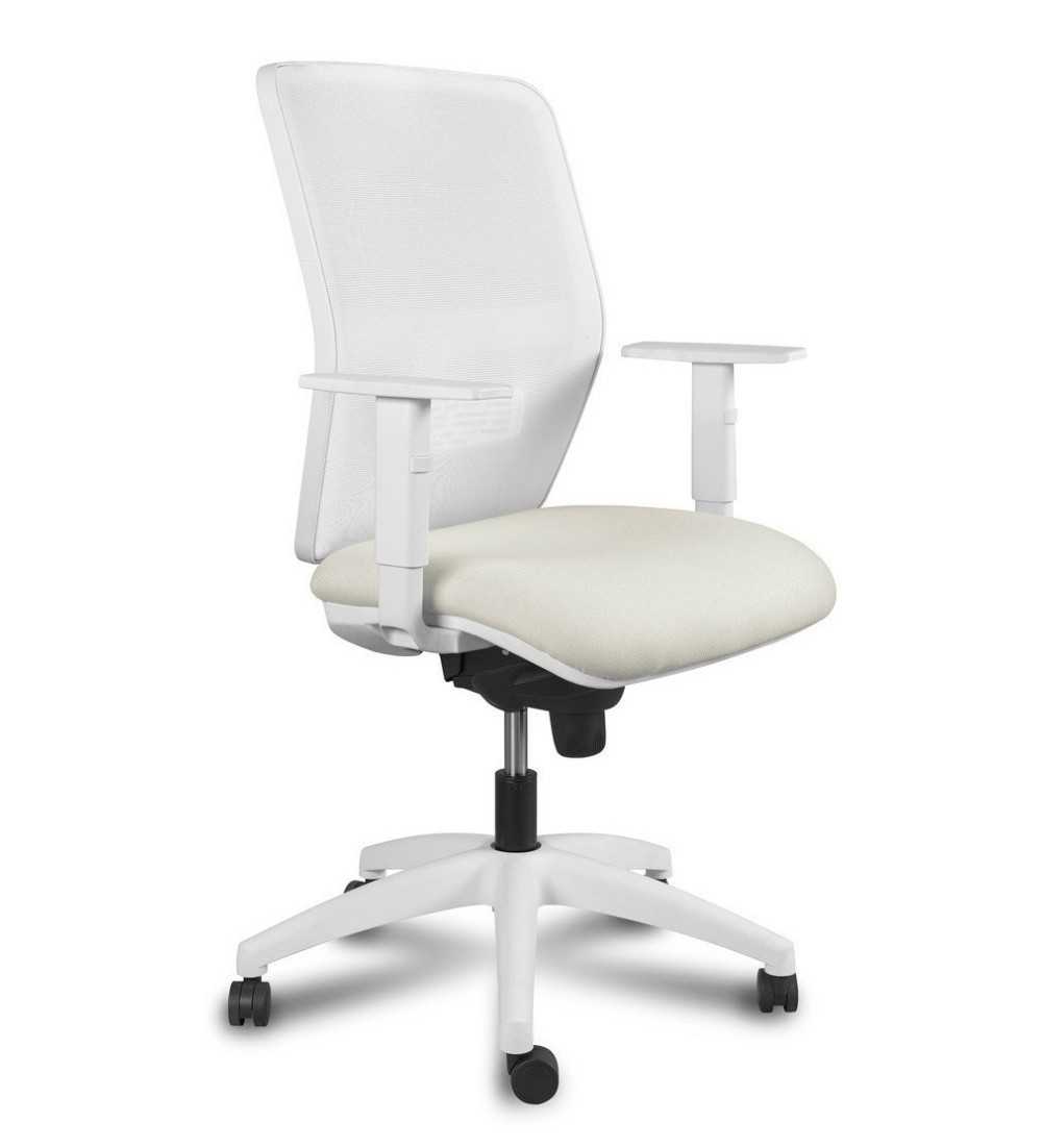 Silla Operativa ergonómica Kerry White Syncro de Vincolo brazos regulables y base blanca