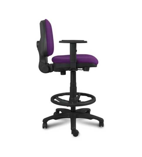 Taburete de oficina KAROL, giratorio con ruedas, brazos regulables, aro poliamida