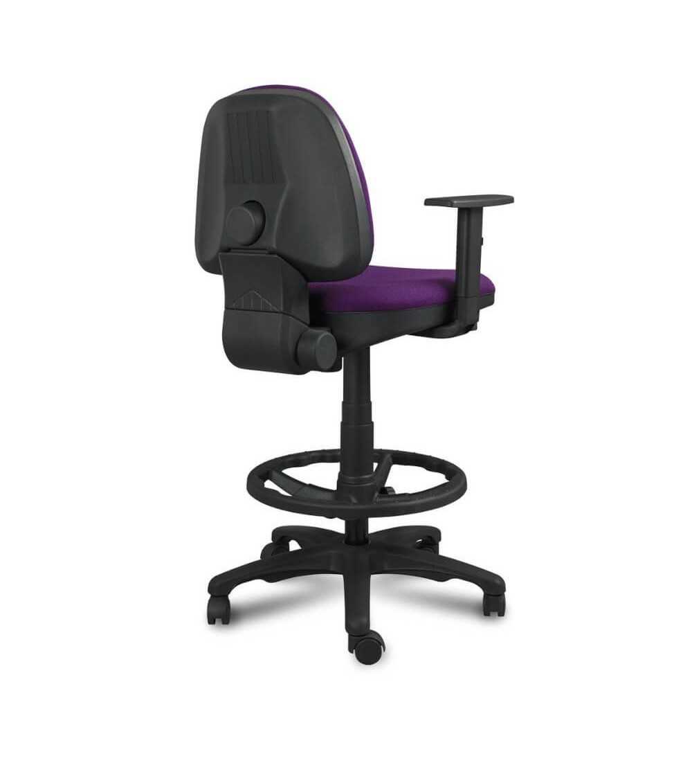 Taburete de oficina KAROL, giratorio con ruedas, brazos regulables, aro poliamida