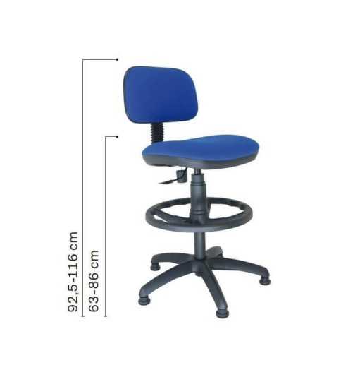 Taburete de oficina modelo SOFY de Vincolo, giratorio con topes, aro negro