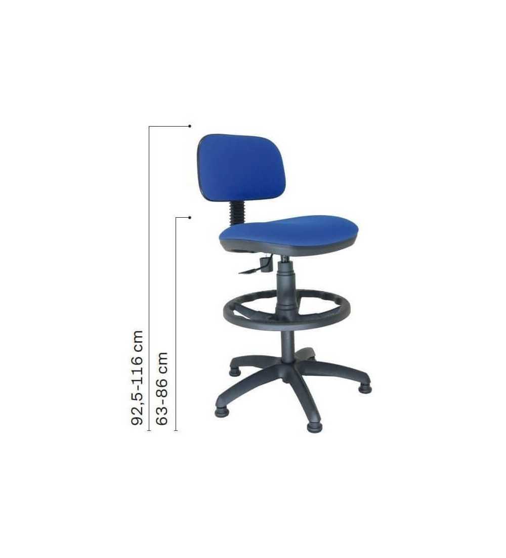 Taburete de oficina modelo FLEXISTOOL, con topes, aro negro, giratorio