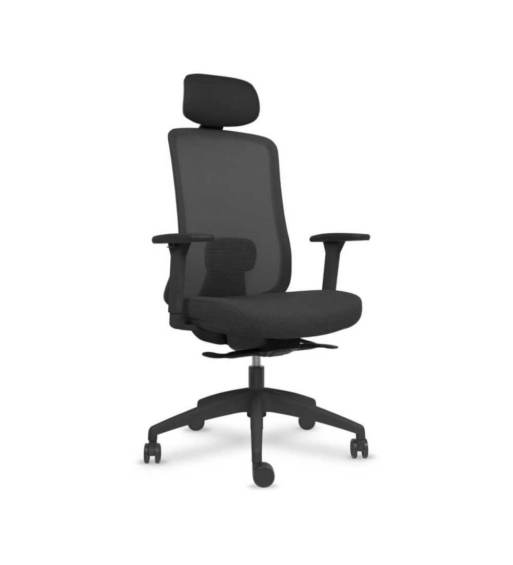 Silla ergonómica de oficina modelo DYNAMIS negro  con cabezal, brazos regulables, mecanismo SYNCRO