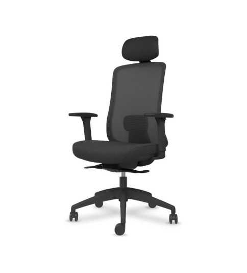 Silla ergonómica de oficina modelo DYNAMIS negro  con cabezal, brazos regulables, mecanismo SYNCRO