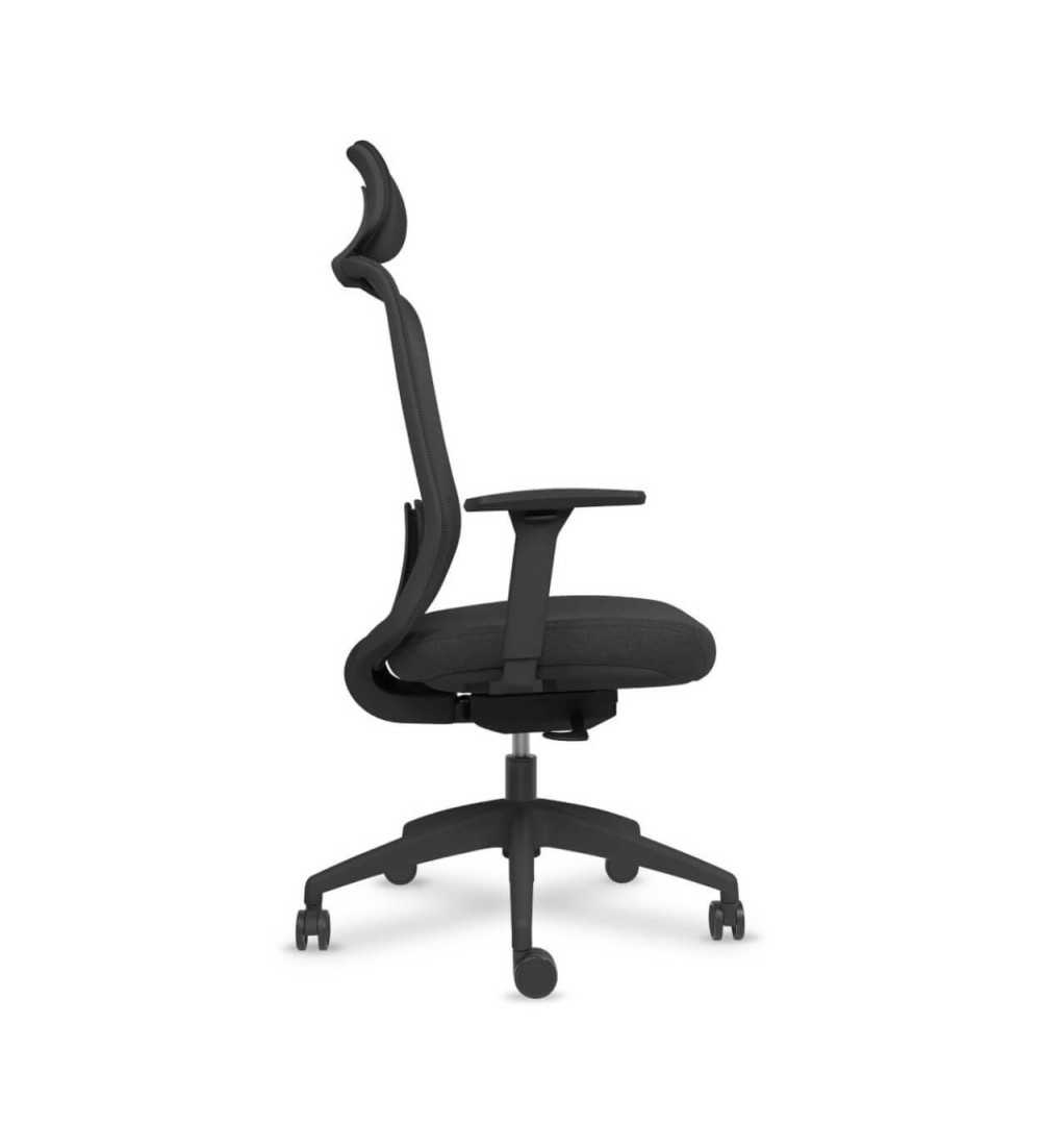 Silla ergonómica de oficina modelo DYNAMIS negro  con cabezal, brazos regulables, mecanismo SYNCRO