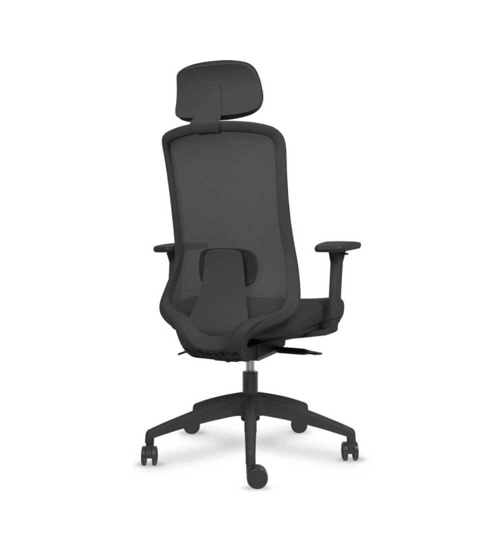 Silla ergonómica de oficina modelo DYNAMIS negro  con cabezal, brazos regulables, mecanismo SYNCRO