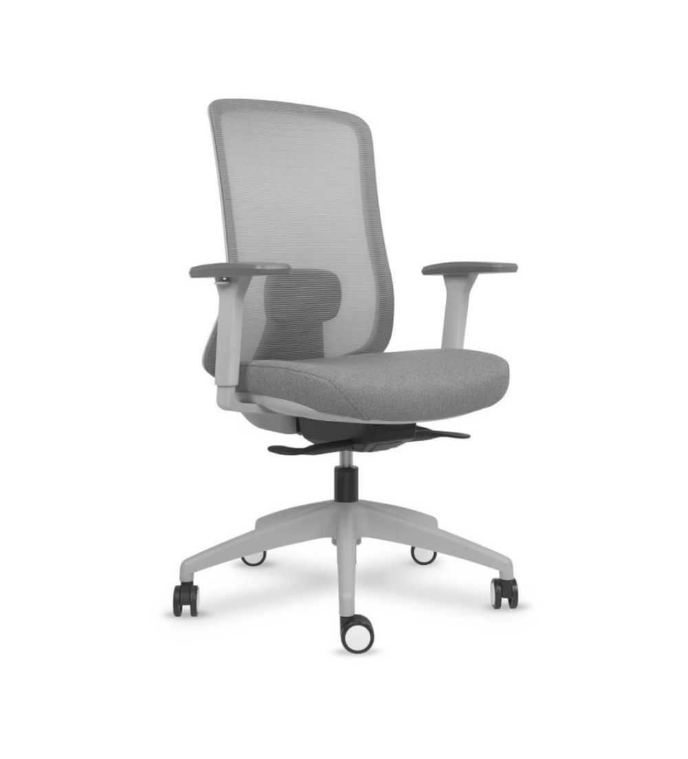 Silla ergonómica de oficina modelo DYNAMIS gris, brazos regulables, mecanismo SYNCRO