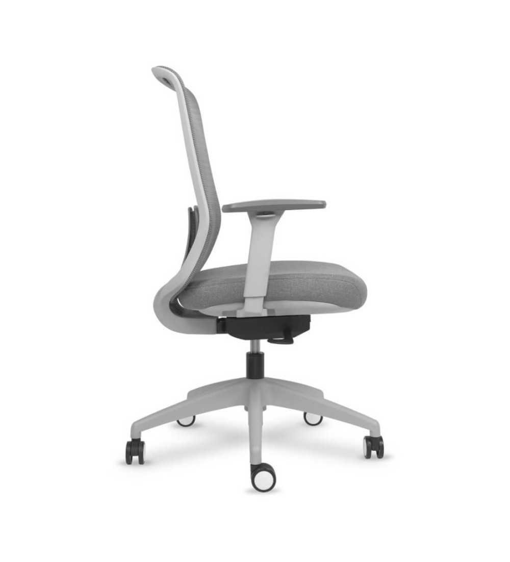 Silla ergonómica de oficina modelo DYNAMIS gris, brazos regulables, mecanismo SYNCRO