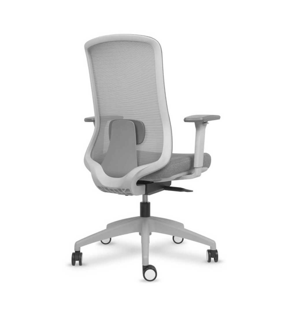 Silla ergonómica de oficina modelo DYNAMIS gris, brazos regulables, mecanismo SYNCRO