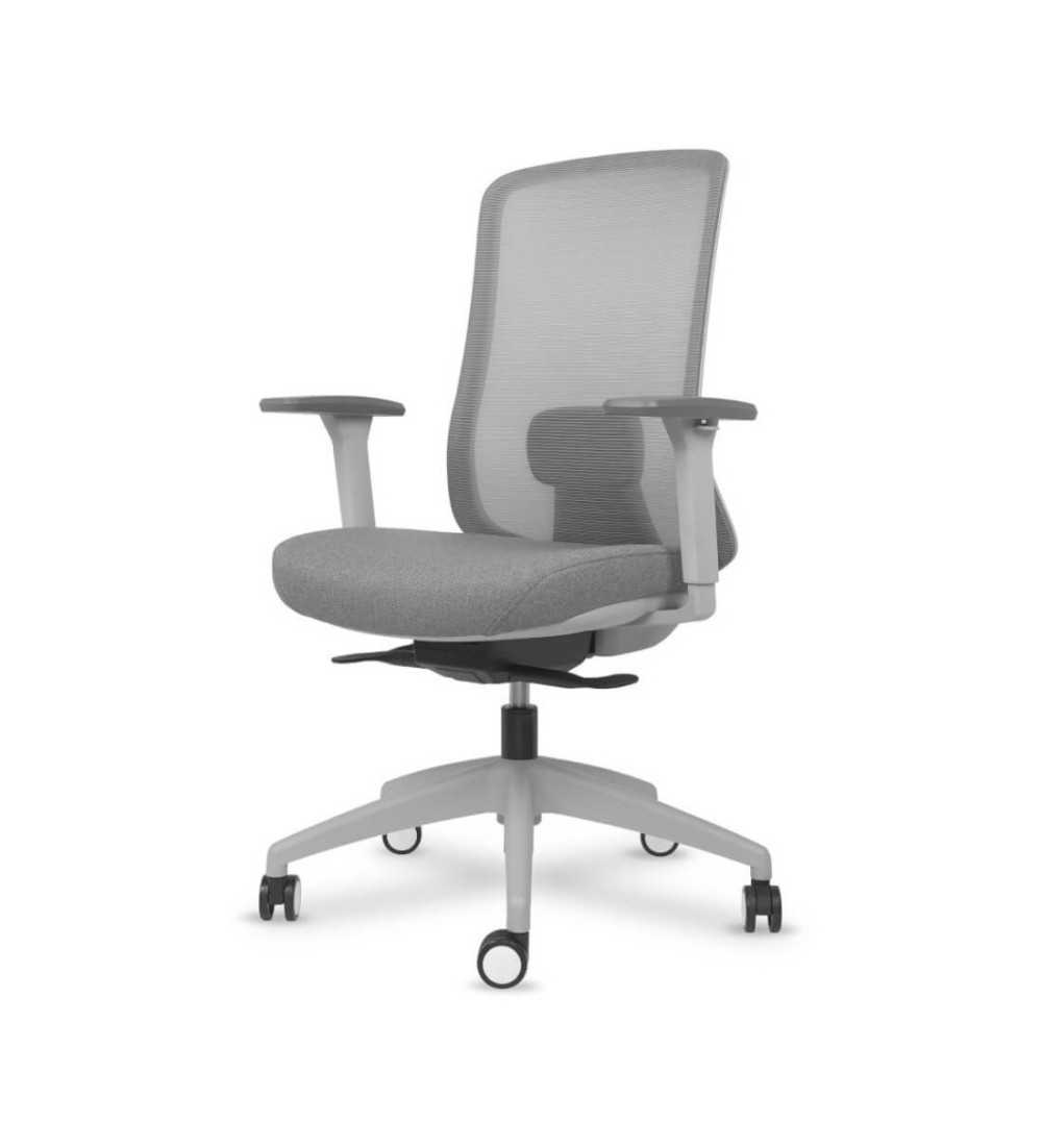 Silla ergonómica de oficina modelo DYNAMIS gris, brazos regulables, mecanismo SYNCRO