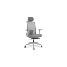 Silla ergonómica de oficina modelo DYNAMIS gris con cabezal, brazos regulables, mecanismo SYNCRO
