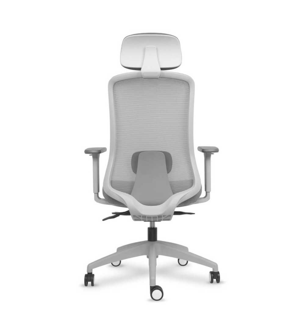 Silla ergonómica de oficina modelo DYNAMIS gris con cabezal, brazos regulables, mecanismo SYNCRO