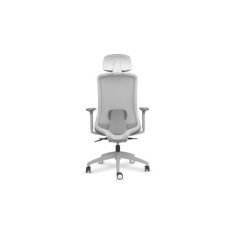 Silla ergonómica de oficina modelo DYNAMIS gris con cabezal, brazos regulables, mecanismo SYNCRO